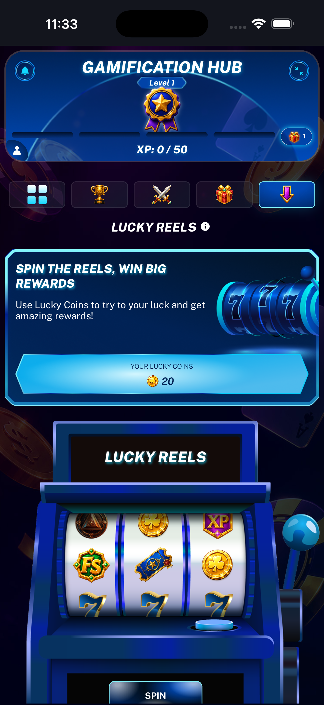Lucky Reels landing page displayed on a mobile phone